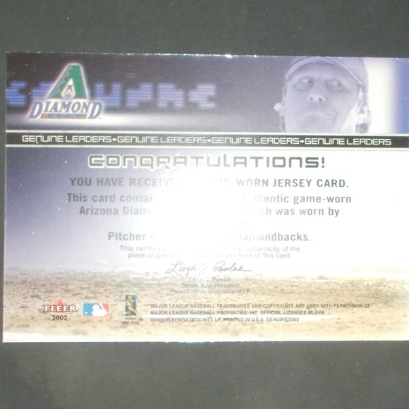 2002 Fleer Genuine Baseball Curt Schilling Game Worn Jersey Card Diamondbacks - Picture 3 of 3